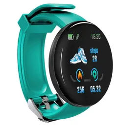 D18 Smart Watch Män kvinnor Blodtryck runt smartwatch vattentät sport smart klocka fitness tracker för Android iOS7905224