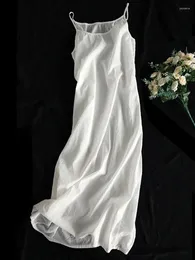 Casual Dresses Japan Style Vintage Cotton Suspender Dress Women White Underdress Spaghetti Strap Bottoming Slip Vestido Robe Rouge Femme