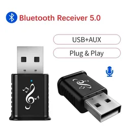 Mini adattatore per auto Ricevitore 3.5aux Comunicazione stereo USB Bluetooth Doppia uscita