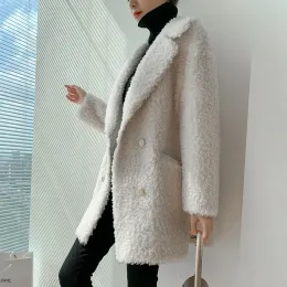 Fur GOURS Winter Genuine Shearling Jackets for Women Fashion Natural Wool Real Fur Long Overcoats Thick Warm 2020 New Arrival LD2517