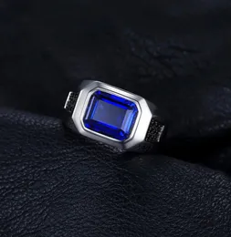 FashionMen 43ct Luxury Created Blue Sapphires Natural Black Spinesl Anniversary Wedding Ring Genuine 925 Sterling Silver6398683