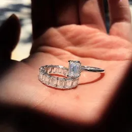 Обручальные кольца 2 шт. Choucong брендовые ювелирные изделия из стерлингового серебра 925 пробы принцесса огранки белое прозрачное 5А с фианитом женское свадебное кольцо13055