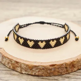 Länkarmband go2boho design miyuki pärlstav armband smycken boho 11 gloden persika hjärtade handgjorda flätade pärlor för kvinnor