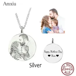 Collane AMXIU amanti della famiglia personalizzati Piccola ciondolo personalizzato Sterling sier collana incisione nome Foto Collana gioielli