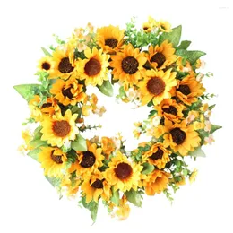 Decorative Flowers Wreath Simulated Sunflower Festival Thanksgiving Prop Party Decor Holiday Decoration Garland