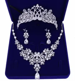 Bröllopsbrudsmycken Tiaranecklaceearrings Set Korean Tiara Wedding Diamond Necklace Set Wedding Accessories Whole5139016