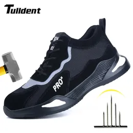 Men Work Safety Shoes Steel Toe Anti-Smashing Wear Roof Light Comfortable Puncture-Proof Nail Penetration Resistance Security 240220
