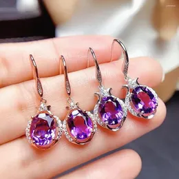 Dangle Earrings Vintage Fashion Purple Crystal Zircon Diamonds Gemstones Drop For Women Rose Gold Color Amethyst Stones Jewelry Brincos