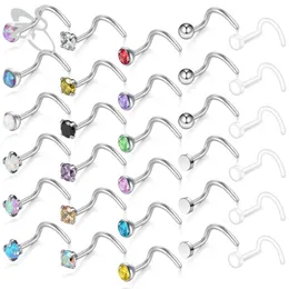 ZS Kristall Ohrstecker Frauen 30PCS Edelstahl Nasenringe Indische Weibliche Körper Piercing Schmuck Zubehör Geschenke für Mädchen196s