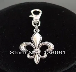 빈티지 실버 Fleur de Lis Lily Flower Keychain Pendant Swivel Clasp Metal Keys Car Key Ring DIY 가방 핸드백 보석 3192738