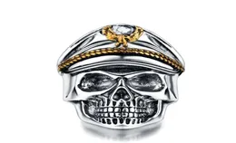 Silver World War II Soldier Anniversary Mens Rings Punk Rock Vintage Skull Ring Biker Men Jewelry9171645