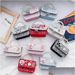 Purse Sweet Princess Accessories Childrens Sideväska Girls Korean Fashion Pearl Handbag Wholesale Candy Påsar för barn Drop Deliver DHX5L