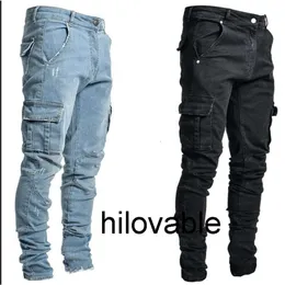 Fashions Hilovable Großes Volumen, Rabatt, hohe Elastizität, Seitentaschen, kleiner Fuß, eng anliegende Jeans für Herren