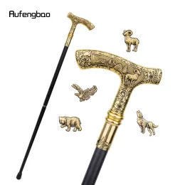 Animal Bear Eagle Wolf Goat Goat Handle Luxury Pattern Walking Stick Party Fashion Devinative Cospaly Cane Knob Crosier 90cm