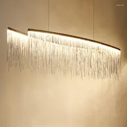 Pendant Lamps Modern Designer Nordic Tassel Restaurant Luxury Chandeliers El Engineering Chain Living Room Art Hanging Lights