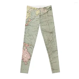 Aktywne spodnie Vintage Mapy Navigational Ocean Spokojny (1905) Leggingi Gym's Clothing Spodery Womens