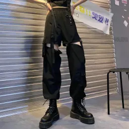 Pants Cargo Pants Women 2023 Fashion Punk Jogger Trousers Harajuku Streetwear Spring AnkleLength Men Black Harem Pants Oversized
