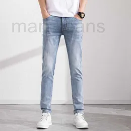 Jeans masculinos designer high-end jeans homens na moda marca verão novo bordado na moda marca magro encaixe pequeno pé luz cor versátil calças compridas 1ASC
