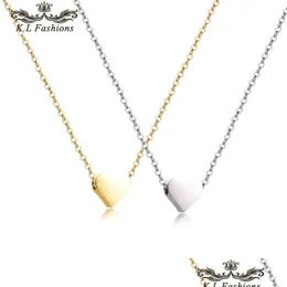 Pendant Necklaces New Fashion Design Love Heart Pendant Necklace For Women Simple Classic Gold Sier Copper Chain Chokers Par Dhgarden Dhtls