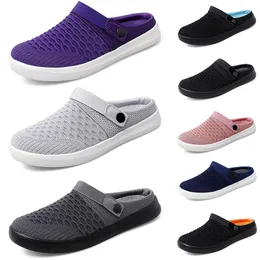 Mesh Hausschuhe Kissen Slip-On Sommer Frauen Atmungsaktive rutschfeste Wanderschuhe GAI Dunkellila Schwarz Rosa Grau Lila Plattform Hausschuhe Keil Weibliche Sneaker