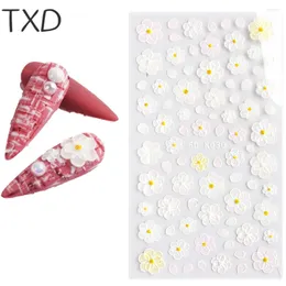 Nail Stickers TXD 5D Butterfly Sticker Applique Wedding Design Floral Art Embossed Lace Flower Decoration