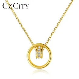 Necklaces CZCITY Real 925 Sterling Silver Combination AAA CZ Simple Pendant Necklaces for Women Girls Dating Fine Jewelry Gift SN491