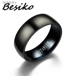 Solitaire Ring Besiko New 8mm Black Men Ring 100% Titanium Carbide Male Jewelry Wedding Bands Classic Boyfriend Gift Rings for Women Men 240226
