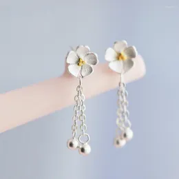 Dangle Earrings Cherry Tassel Flower For Women Korea Fashion High Quality Trendy Female Short Hair Jewelry BOYULIGE