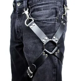 Pasy seksowne mężczyzn Goth Pastel Pu skórzany pojemnik paski paski w pasie Władze Ułączanie nóg szelki dla dżinsów