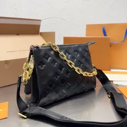 Designer-Tasche für Damen, Umhängetasche, Handtasche, klassisches Prägemuster, abnehmbarer, verstellbarer Riemen, Reißverschluss, Kette, Schaffell-Umhängetasche, Umhängetaschen