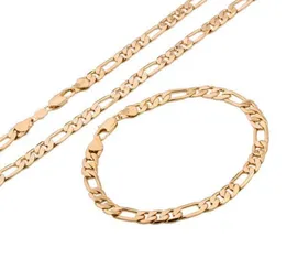 183S18k Gold Plated Men Necklace and Bracelet Set 60055 mm and 19055 mm2369915
