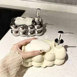 Dispenser di sapone liquido Set da bagno e lozione adatto per accessori Scatola decorativa Bottiglia di ricarica a doppio uso