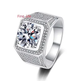 Wholesale Custom GRA VVS Moissanite White Gold Platinum Plated S925 925 Sterling Silver Fashion Jewelry Finger Ring for Men