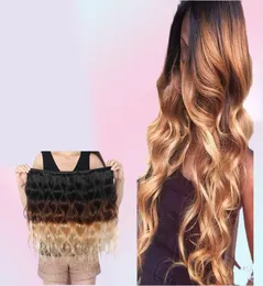 Brzailian Ombre Hair Extension Three Tone 1B427 Body Wave Brown Human Hair Weave 3 Bundles Cheap Colored Brazilian Blondes Hair9393129