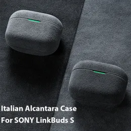 Acessórios caso alcântara italiano para sony linkbuds s luxo couro macio feito à mão linkbuds s capa bluetooth fone de ouvido casos cinza escuro