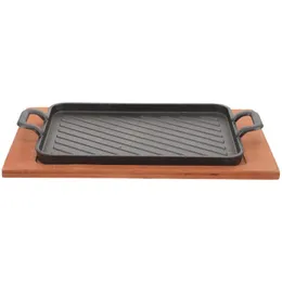 Grill Pan Cast Iron Griddle Grilled Camping Gas BBQ Accessories Plate Outdoor Pizza Tray Meat Board 240223