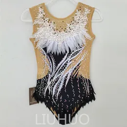 LIUHUO Customize Colors Rhythmic Gymnastics Leotards Girls Women Competition Artistics Gymnastics Performance Wear Crystals Black BD1085