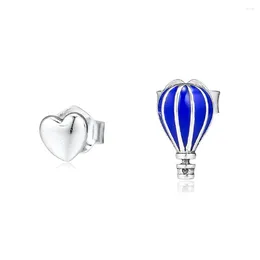 Stud Earrings Genuine 925 Sterling Silver Air Balloon & Heart For Women Party Wedding Jewelry Gift Brincos