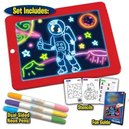 Tafeln 3D Magic Drawing Pad Led Schreibtafel für Kunststoff Kreative Kunst Magic Board mit Stift Pinsel Kinder Zwischenablage Geschenk