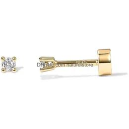 Stud Pavoi 14K placcato oro massiccio 925 Sterling Sier Post Cubic Zirconia Orecchini con retro piatto per le donne C Artilagee Arringh E Lixpi Dhel1