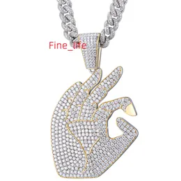 MiShang 925 Prata Trendy HipHop DEF Melee Moissanite Colar com pingente de diamante