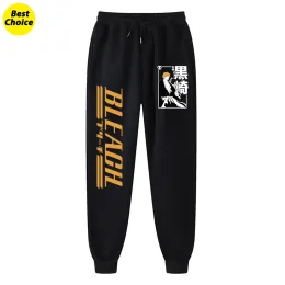 Sweatpants Anime Bleach Print Sweatpants for Men Stylish Chic Casual Joggers Trousers Autumn Winter Warm Fleece Lined Pants with Pockets