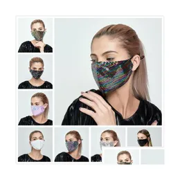 Bandanas 8 Colors Sequin Face Mask Outdoor Sunn Anti Dust Breathable Washable Reusable Facial Protective Designer Drop Delivery Fashio Dhoqn