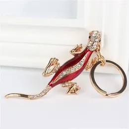 Keychains Gecko Wall Lizard Pendant Charm Rhinestone Crystal Purse Bag Keyring Key Chain Accessories Wedding Party Lover Friend Gift