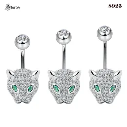 Rings Starose Top 925 Sterling Silver Navel Piercing Jewelry Leopard Belly Piercing Silver 925 Belly Button Rings Zircon Navel Barbell