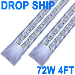 4 ft LED -butik Ljus fixtur - 72W T8 Integrerad LED -rörljus - 6500K 7200LM V -form Länkbar - 270 graders garage, butiksutgång - Clear Cover - Plug and Play Barn Crestech