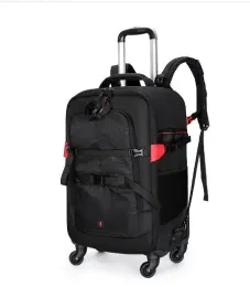 Zaino Trolley da viaggio per fotocamera Borsa per videocamera Zaino con ruota Custodia per fotografia Borsa per obiettivo per studio fotografico per laptop da 15,6 "