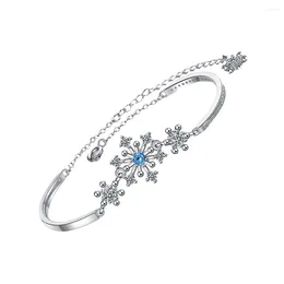 Charm-Armbänder, Schneeflocken-Armband, Handgelenkkette, exquisit, dekoriert, schicker Kupfer-Strass-eingelegter Armreif