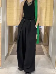 Capris Houzhou Black Wide Leg Suit Pants 여성 일본 스타일 대형 바지 Harajuku Gothic Streetwear 캐주얼 사무실 숙녀