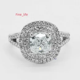 GRA certified 14kt white gold solitaire ring designed for special occasion with stunning cushion shaped VVS moissanite diamond